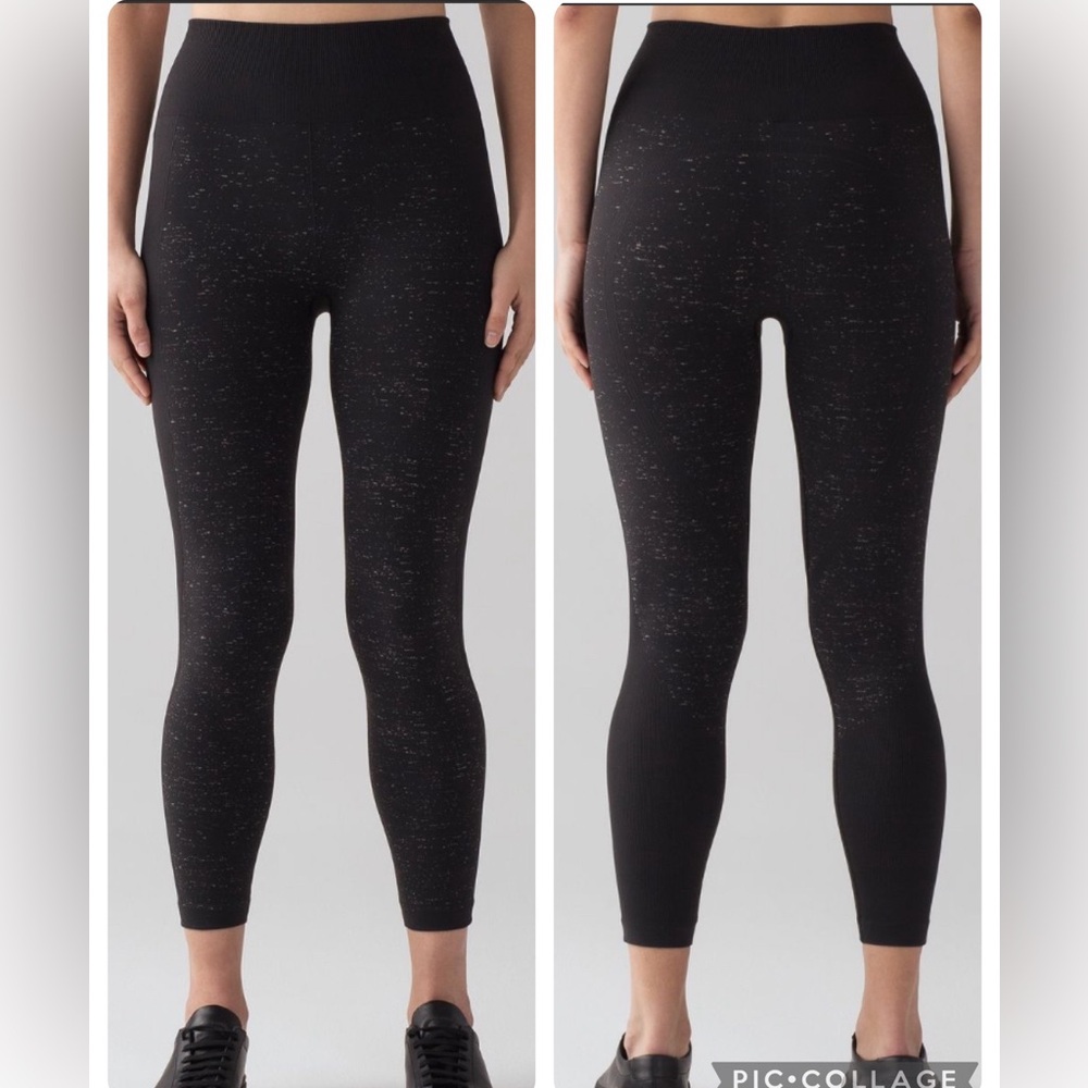 Lululemon Knit Free to Flow 7/8 Tights Black Speckled White (8)